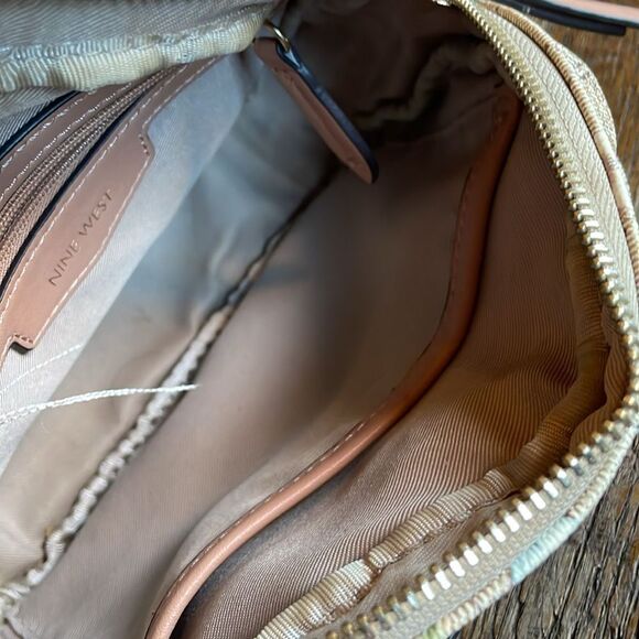 Nine West Beige, Tan & Gold Peyton Floral Mini Crossbody Bag - Picture 13 of 16